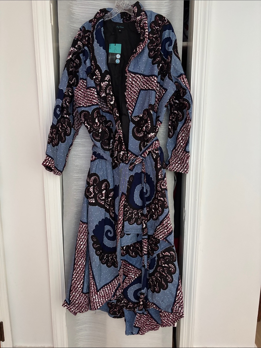 Ray Darten Women's Blue Patterned Wrap Jacket Dress